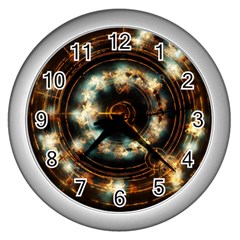 Science Fiction Energy Background Wall Clocks (silver) 