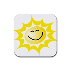 The Sun A Smile The Rays Yellow Rubber Square Coaster (4 Pack) 
