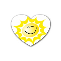 The Sun A Smile The Rays Yellow Rubber Coaster (heart)  by Simbadda