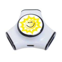 The Sun A Smile The Rays Yellow 3-port Usb Hub by Simbadda