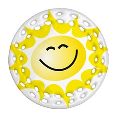 The Sun A Smile The Rays Yellow Ornament (round Filigree) by Simbadda
