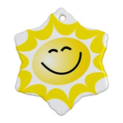 The Sun A Smile The Rays Yellow Snowflake Ornament (two Sides) by Simbadda