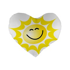 The Sun A Smile The Rays Yellow Standard 16  Premium Flano Heart Shape Cushions by Simbadda