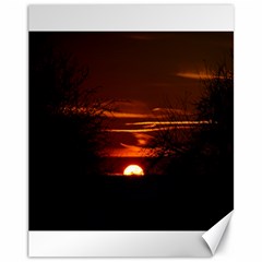 Sunset Sun Fireball Setting Sun Canvas 11  X 14   by Simbadda