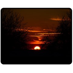 Sunset Sun Fireball Setting Sun Double Sided Fleece Blanket (medium)  by Simbadda