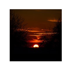 Sunset Sun Fireball Setting Sun Small Satin Scarf (square) by Simbadda