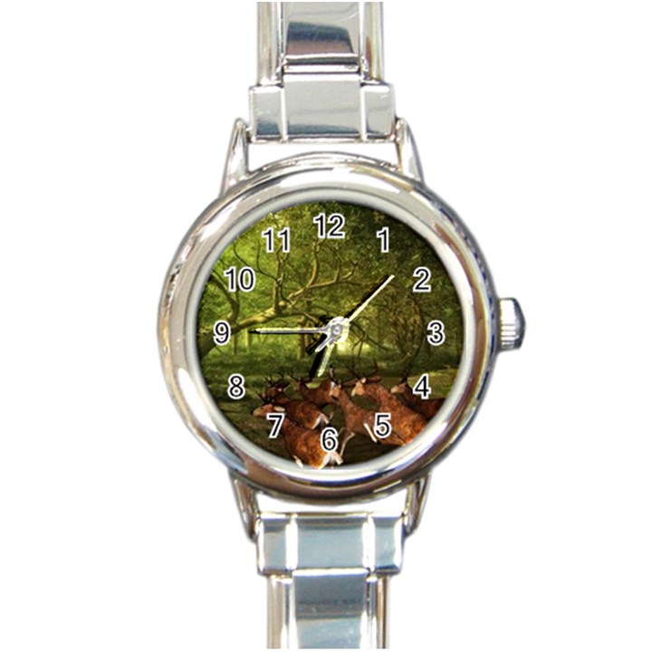 Red Deer Deer Roe Deer Antler Round Italian Charm Watch