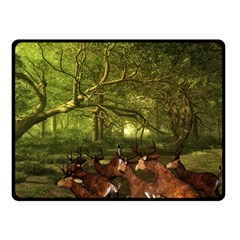 Red Deer Deer Roe Deer Antler Double Sided Fleece Blanket (small)  by Simbadda