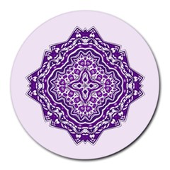 Mandala Purple Mandalas Balance Round Mousepads by Simbadda