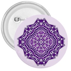 Mandala Purple Mandalas Balance 3  Buttons by Simbadda