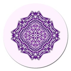 Mandala Purple Mandalas Balance Magnet 5  (round) by Simbadda