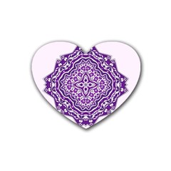 Mandala Purple Mandalas Balance Rubber Coaster (heart)  by Simbadda