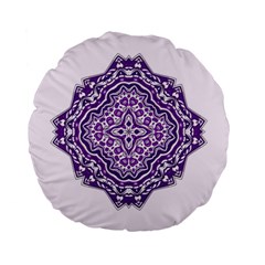 Mandala Purple Mandalas Balance Standard 15  Premium Flano Round Cushions by Simbadda