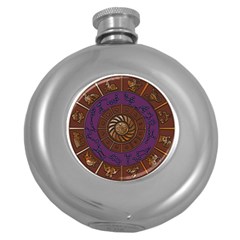 Zodiak Zodiac Sign Metallizer Art Round Hip Flask (5 Oz)