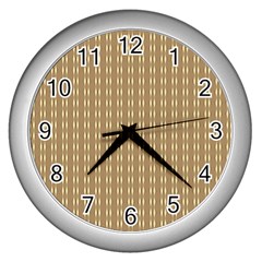 Pattern Background Brown Lines Wall Clocks (silver) 