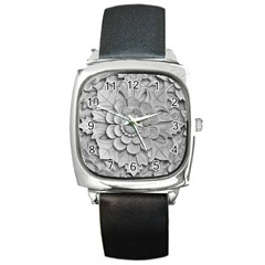 Pattern Motif Decor Square Metal Watch by Simbadda