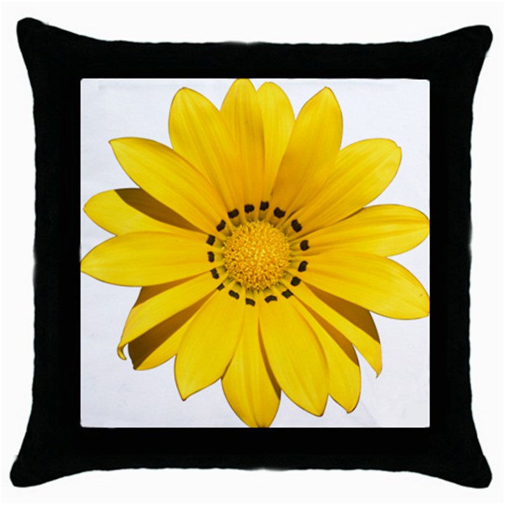 Transparent Flower Summer Yellow Throw Pillow Case (Black)