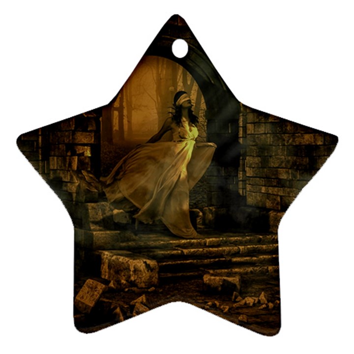 Woman Lost Model Alone Star Ornament (Two Sides)