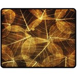 Leaves Autumn Texture Brown Double Sided Fleece Blanket (Medium)  58.8 x47.4  Blanket Back