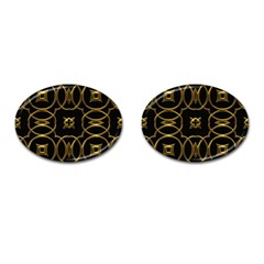 Black And Gold Pattern Elegant Geometric Design Cufflinks (oval) by yoursparklingshop