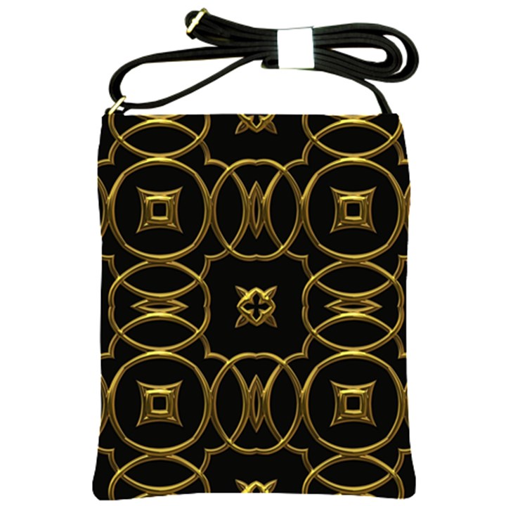 Black And Gold Pattern Elegant Geometric Design Shoulder Sling Bags