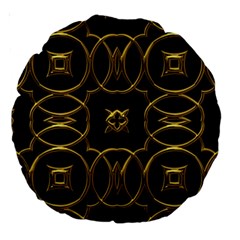 Black And Gold Pattern Elegant Geometric Design Large 18  Premium Round Cushions