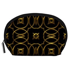 Black And Gold Pattern Elegant Geometric Design Accessory Pouches (large)  by yoursparklingshop