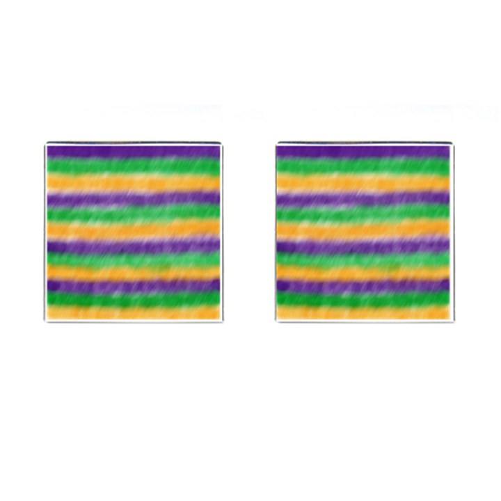 Mardi Gras Strip Tie Die Cufflinks (Square)