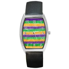 Mardi Gras Strip Tie Die Barrel Style Metal Watch by PhotoNOLA