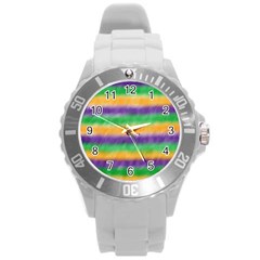 Mardi Gras Strip Tie Die Round Plastic Sport Watch (l) by PhotoNOLA