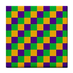 Mardi Gras Checkers Tile Coasters by PhotoNOLA