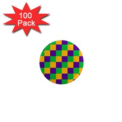 Mardi Gras Checkers 1  Mini Magnets (100 Pack)  by PhotoNOLA