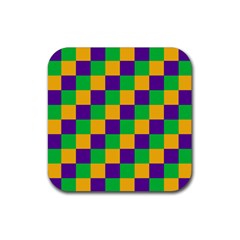 Mardi Gras Checkers Rubber Coaster (square)  by PhotoNOLA