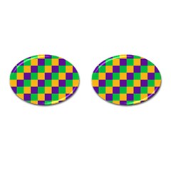 Mardi Gras Checkers Cufflinks (oval) by PhotoNOLA