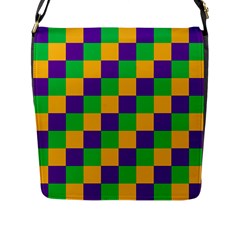 Mardi Gras Checkers Flap Messenger Bag (l) 