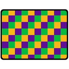 Mardi Gras Checkers Double Sided Fleece Blanket (large)  by PhotoNOLA