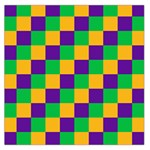Mardi Gras Checkers Large Satin Scarf (Square) Front