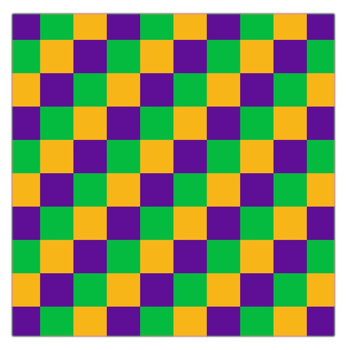 Mardi Gras Checkers Large Satin Scarf (Square)