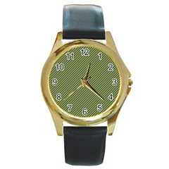 Mardi Gras Checker Boards Round Gold Metal Watch by PhotoNOLA