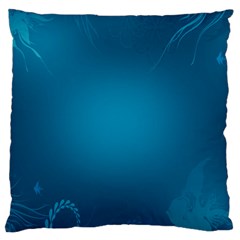 Blue Sea World Animals Fish Flower Floral Swim Waves Large Flano Cushion Case (two Sides) by Alisyart