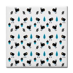 Bird Beans Leaf Black Blue Tile Coasters by Alisyart