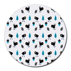 Bird Beans Leaf Black Blue Round Mousepads