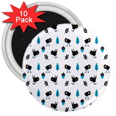 Bird Beans Leaf Black Blue 3  Magnets (10 Pack)  by Alisyart