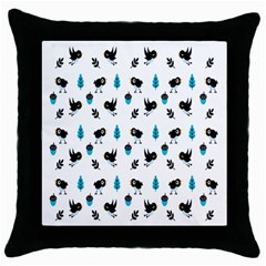 Bird Beans Leaf Black Blue Throw Pillow Case (black) by Alisyart