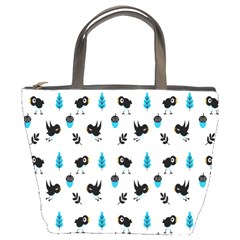 Bird Beans Leaf Black Blue Bucket Bags