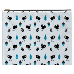 Bird Beans Leaf Black Blue Cosmetic Bag (xxxl) 