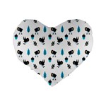 Bird Beans Leaf Black Blue Standard 16  Premium Heart Shape Cushions Back