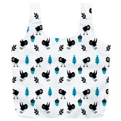 Bird Beans Leaf Black Blue Full Print Recycle Bags (l) 
