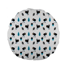 Bird Beans Leaf Black Blue Standard 15  Premium Flano Round Cushions by Alisyart