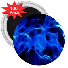 Blue Flame Light Black 3  Magnets (100 Pack) by Alisyart